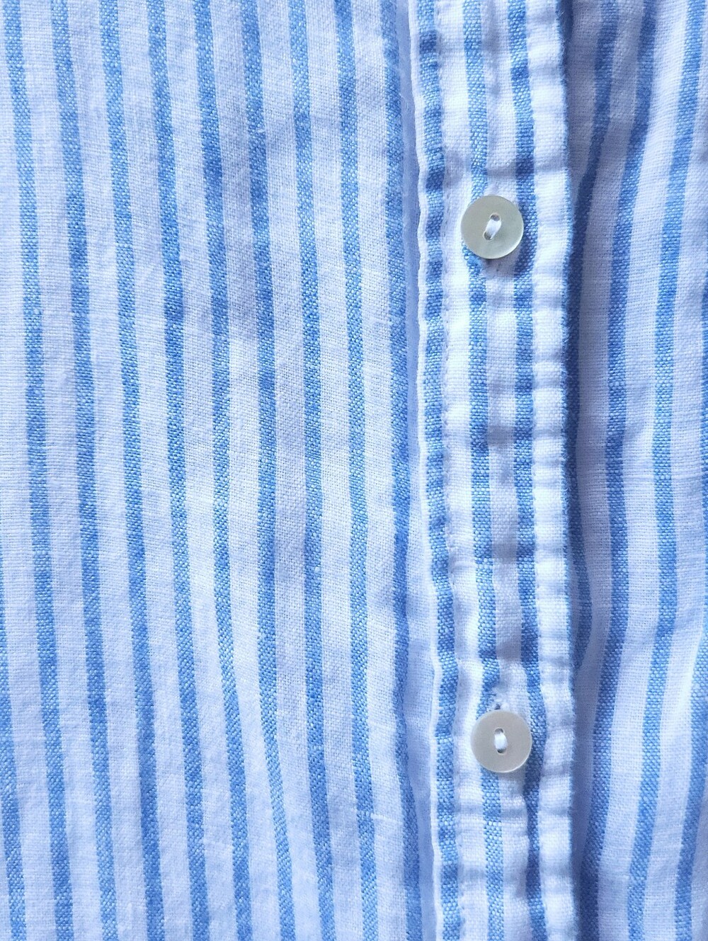 White And Blue Striped Linen Button Up - Picture 5 of 5